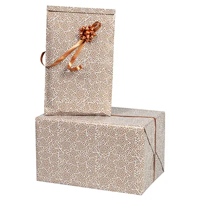 Pochette cadeau couché blanc origami cuivre 70g/m² 25+6,5x41 cm – Paquet de 250 - Pochettes cadeaux à motifs-2