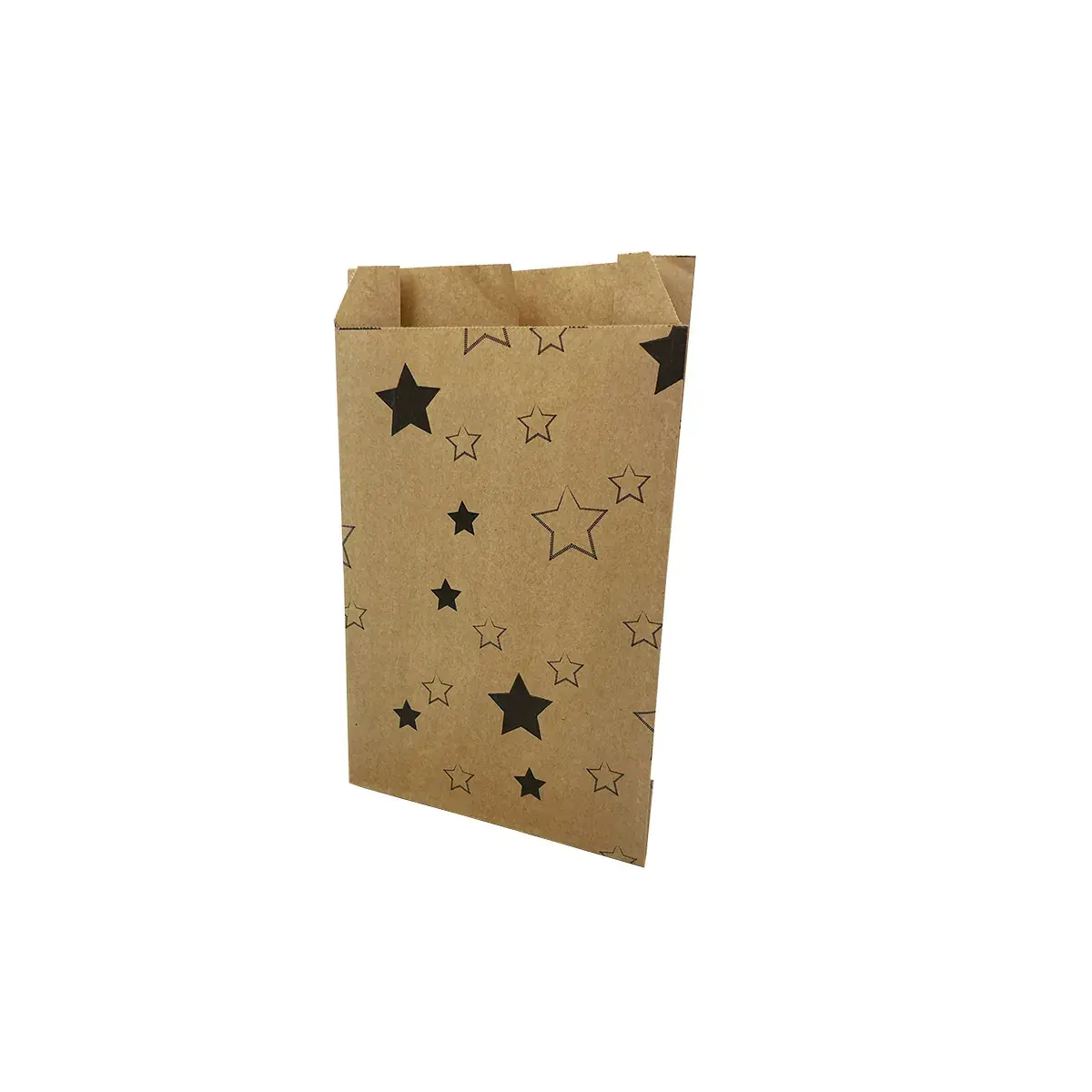 Pochette cadeau Noël papier kraft Étoiles 15 + 9 x H 26 cm - Lot de 250 - Pochettes cadeaux à motifs