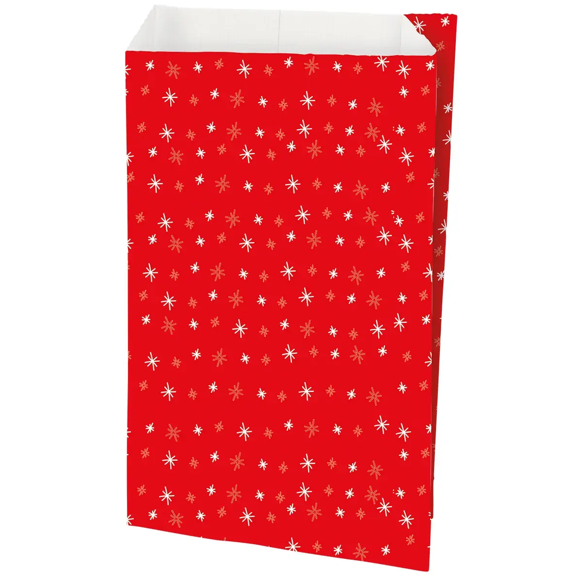 Pochette cadeau Noël Stars Red 12 + 4,5 x H 19,5 cm - Lot de 250 - Pochettes cadeaux à motifs