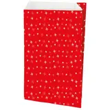 Pochette cadeau Noël Stars Red 12 + 4,5 x H 19,5 cm - Lot de 250 - Pochettes cadeaux Noël