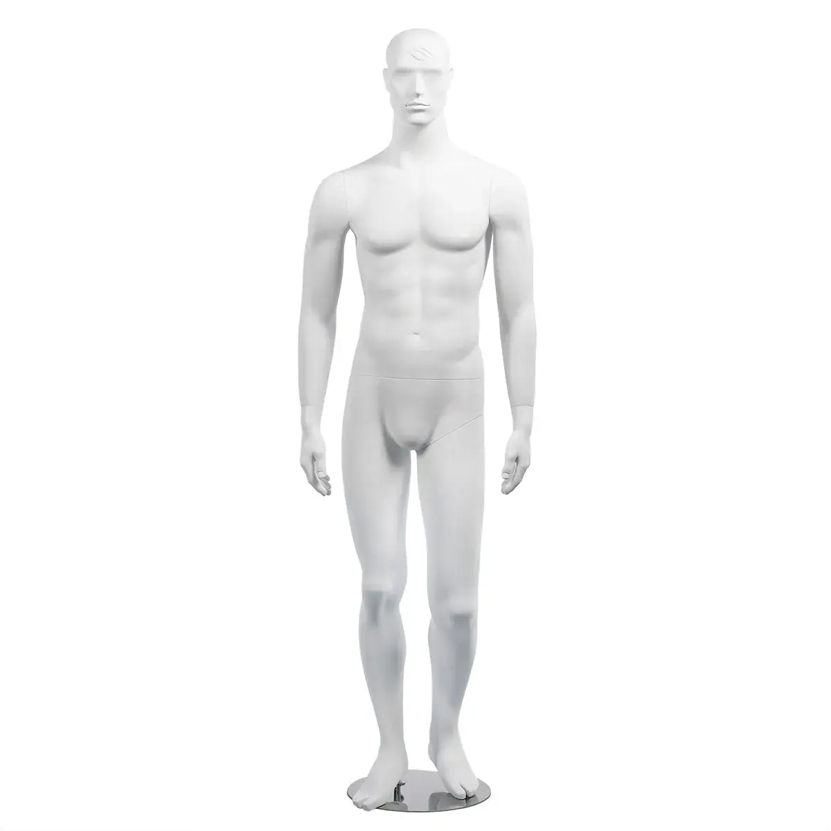 Mannequin homme, tête et cheveux sculptés H 186 cm Fibre de verre - Blanc mat - Mannequins hommes