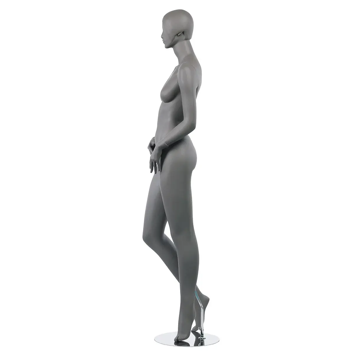 Mannequin femme, tête et cheveux sculptés H 179 cm Fibre de verre - Gris anthracite mat - Mannequins femmes-2