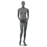 Mannequin femme, tête et cheveux sculptés H 179 cm Fibre de verre - Gris anthracite mat - Mannequins femmes