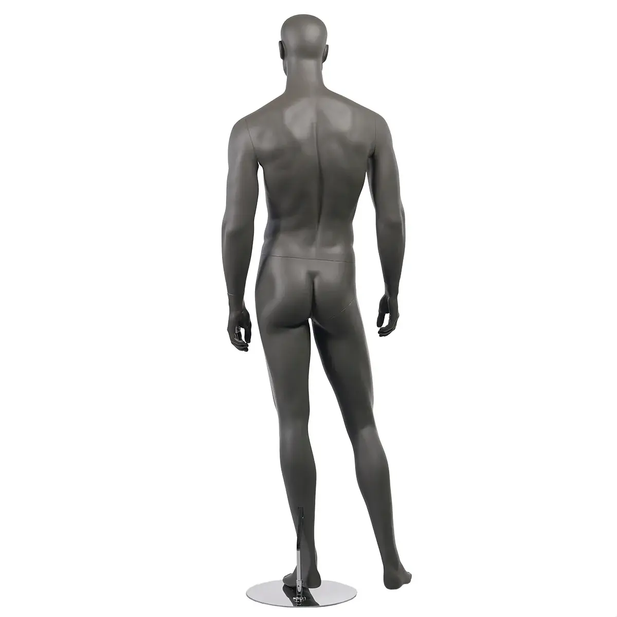 Mannequin homme, tête et cheveux sculptés, jambe droite sur le côté H 186 cm Fibre de verre - Gris anthracite mat - Mannequins hommes-3