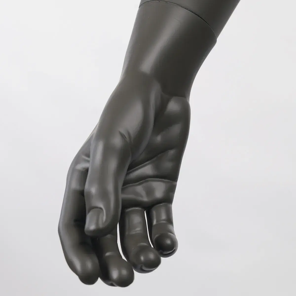 Mannequin homme, tête et cheveux sculptés, jambe droite sur le côté H 186 cm Fibre de verre - Gris anthracite mat - Mannequins hommes-5