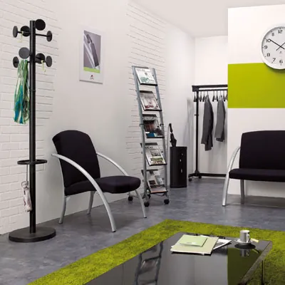 Porte-manteaux Stan 3 sur pied 8 patères avec porte parapluie 176 cm Alba Acier / ABS - Noir - Porte-manteaux, Patères-2