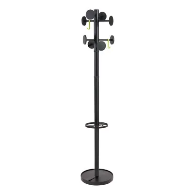 Porte-manteaux Stan 3 sur pied 8 patères avec porte parapluie 176 cm Alba Acier / ABS - Noir - Porte-manteaux, Patères