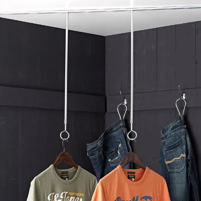 Tige aluminium naturel avec anneau pour rail horizontal L 62 à 113 cm pour expo - Gris - Câbles et cimaises-3