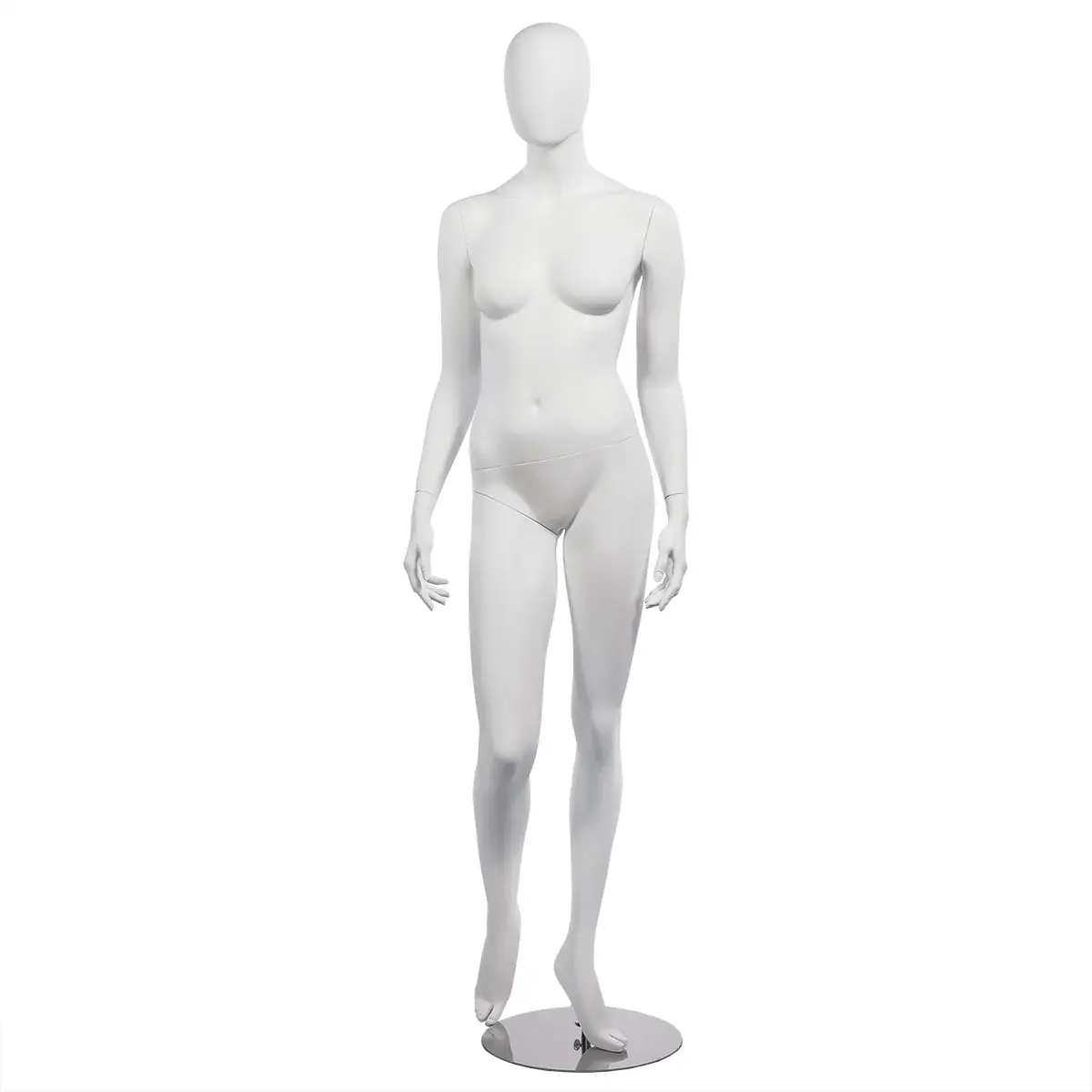Mannequin femme, finition mate, bras le long du corps H 178 cm Fibre de verre - Blanc mat - Mannequins femmes