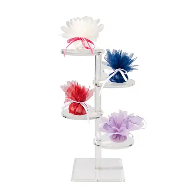 Présentoir 4 plateaux ronds  - Supports Plexi-4