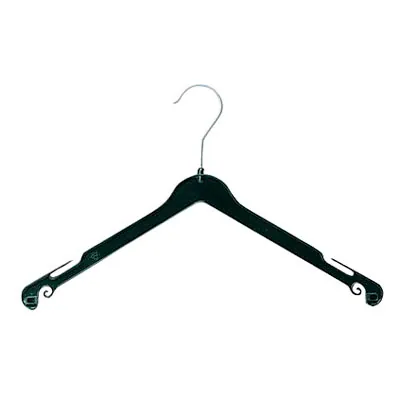 Cintre noir plastique avec encoches et crochets 40 cm - Cintre chemise - Cintre robe - Lot de 100 - Cintres plastique