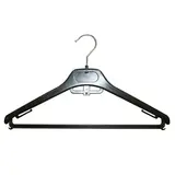 Cintre noir plastique avec barre, crochets et encoches 40 cm - Cintre chemise - Lot de 50 - Cintres plastique