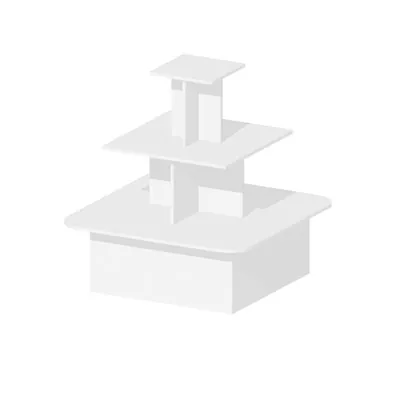 Présentoir 3 niveaux carré blanc 120 x 120 x 127 cm - Présentoir central - Présentoir pyramide - Podiums de présentation, Présentoirs 3 niveaux