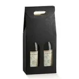 Coffret 2 bouteilles à poignée et fenêtre carton 19 x 9 x 38,5 cm – Boîte pour 2 bouteilles de vin – Noir - Paquet de 30 - Coffrets pour bouteilles de vin, Boîtes pour bouteilles de vin