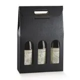 Boîte 3 bouteilles avec poignée et fenêtre 27x9x38,5cm - Étui carton 3 bouteilles - Noir - Lot de 30 - Coffrets pour bouteilles de vin, Boîtes pour bouteilles de vin