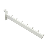 Bras incliné blanc L 36 cm 6 picots pour panneau rainuré - Bras