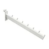 Bras incliné blanc L 36 cm 6 picots pour panneau rainuré - Bras
