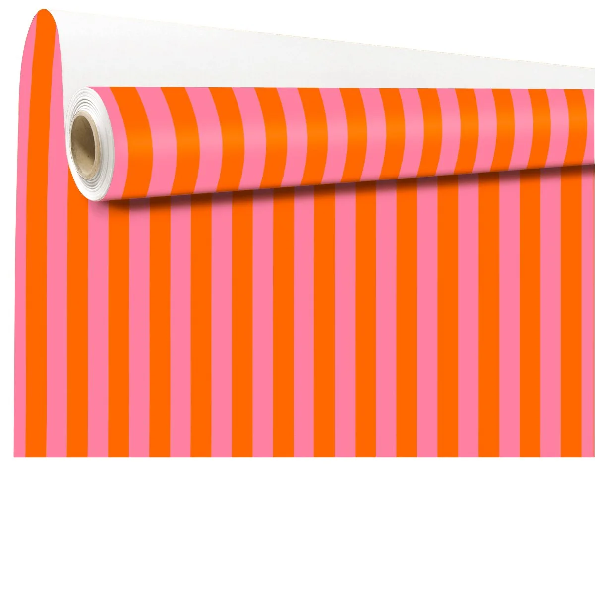 Papier cadeau kraft à rayures rose / orange – Papier cadeau pro - Rouleau de 70 cm x 50 m - Papiers cadeaux kraft à motifs