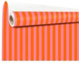 Papier cadeau kraft à rayures rose / orange – Papier cadeau pro - Rouleau de 70 cm x 50 m - Papiers cadeaux kraft à motifs