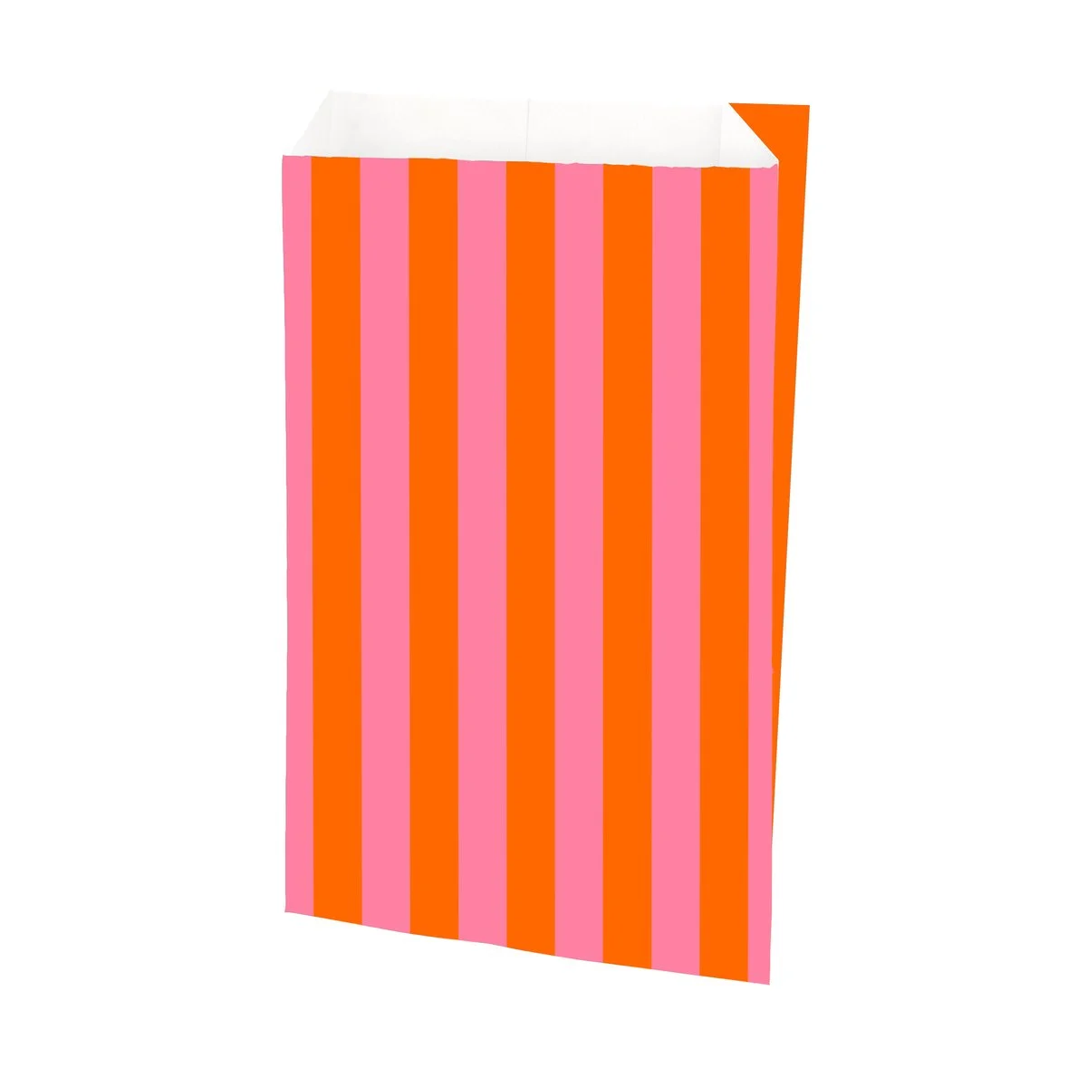Pochette cadeau kraft rayures rose et orange 12 x 4,5 x 20 cm – 60 g/m² - Pochettes cadeaux à motifs