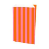 Pochette cadeau kraft rayures rose et orange 18 x 6 x 35 cm – 60 g/m² - Pochettes cadeaux à motifs