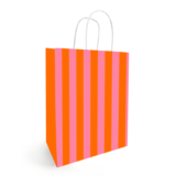 Sac kraft à rayures rose / orange 18 + 8 x 22 cm 90 g/m² - Sac cadeau - Sac papier - Paquet de 50