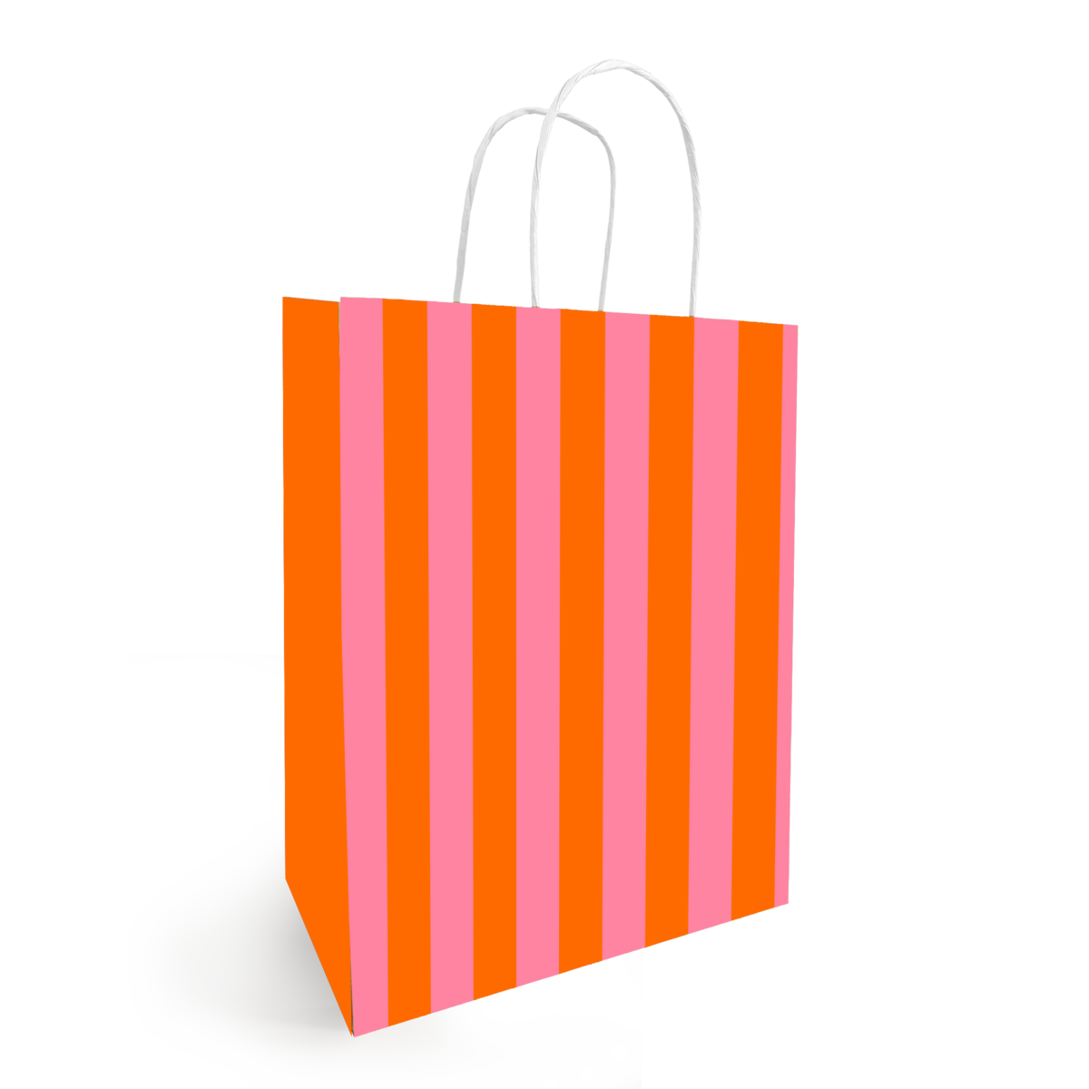 Sac kraft à rayures rose / orange 23 + 12 x 30 cm 90 g/m² - Sac cadeau - Sac papier - Paquet de 50 - Sacs kraft à motifs