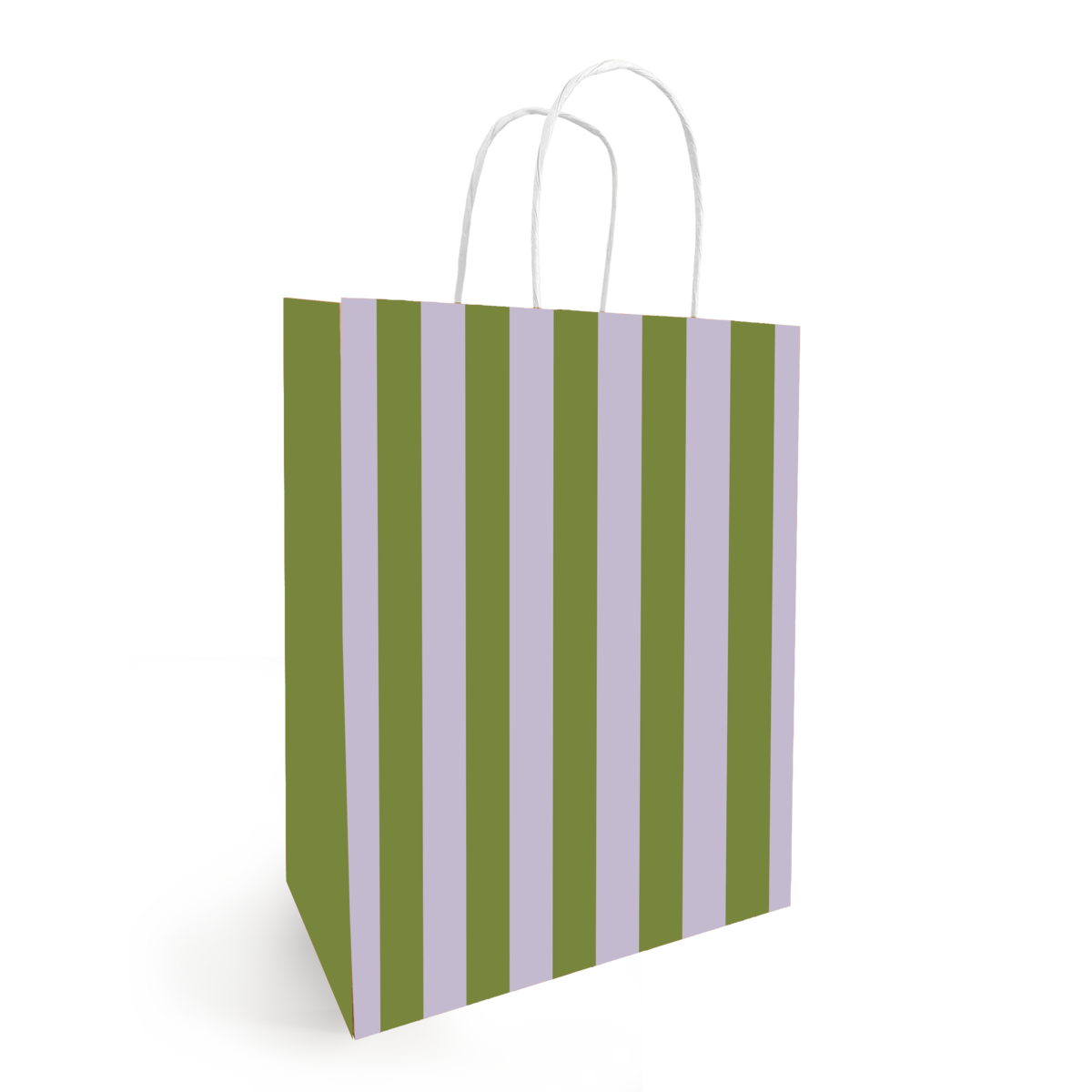 Sac kraft à rayures violet / vert 18 + 8 x 22 cm 90 g/m² - Sac cadeau - Sac papier - Paquet de 50 - Sacs kraft à motifs