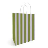 Sac kraft à rayures violet / vert 18 + 8 x 22 cm 90 g/m² - Sac cadeau - Sac papier - Paquet de 50 - Sacs kraft à motifs