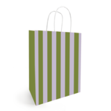 Sac kraft à rayures violet / vert 23 + 12 x 30 cm 90 g/m² - Sac cadeau - Sac papier - Paquet de 50