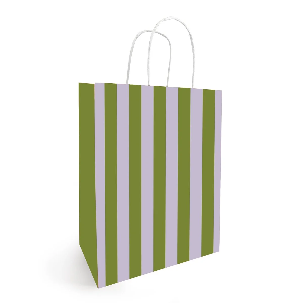 Sac kraft à rayures violet / vert 23 + 12 x 30 cm 90 g/m² - Sac cadeau - Sac papier - Paquet de 50 - Sacs kraft à motifs