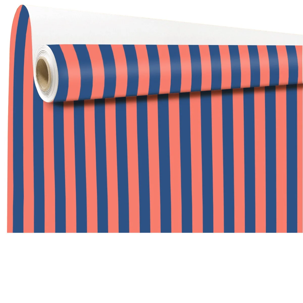 Papier cadeau kraft à rayures bleu / rose – Papier cadeau pro - Rouleau de 70 cm x 50 m - Papiers cadeaux kraft à motifs