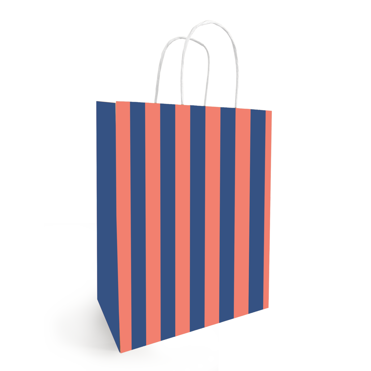 Sac kraft à rayures bleu / rose 23 + 12 x 30 cm 90 g/m² - Sac cadeau - Sac papier - Paquet de 50 - Sacs kraft à motifs