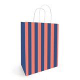 Sac kraft à rayures bleu / rose 23 + 12 x 30 cm 90 g/m² - Sac cadeau - Sac papier - Paquet de 50