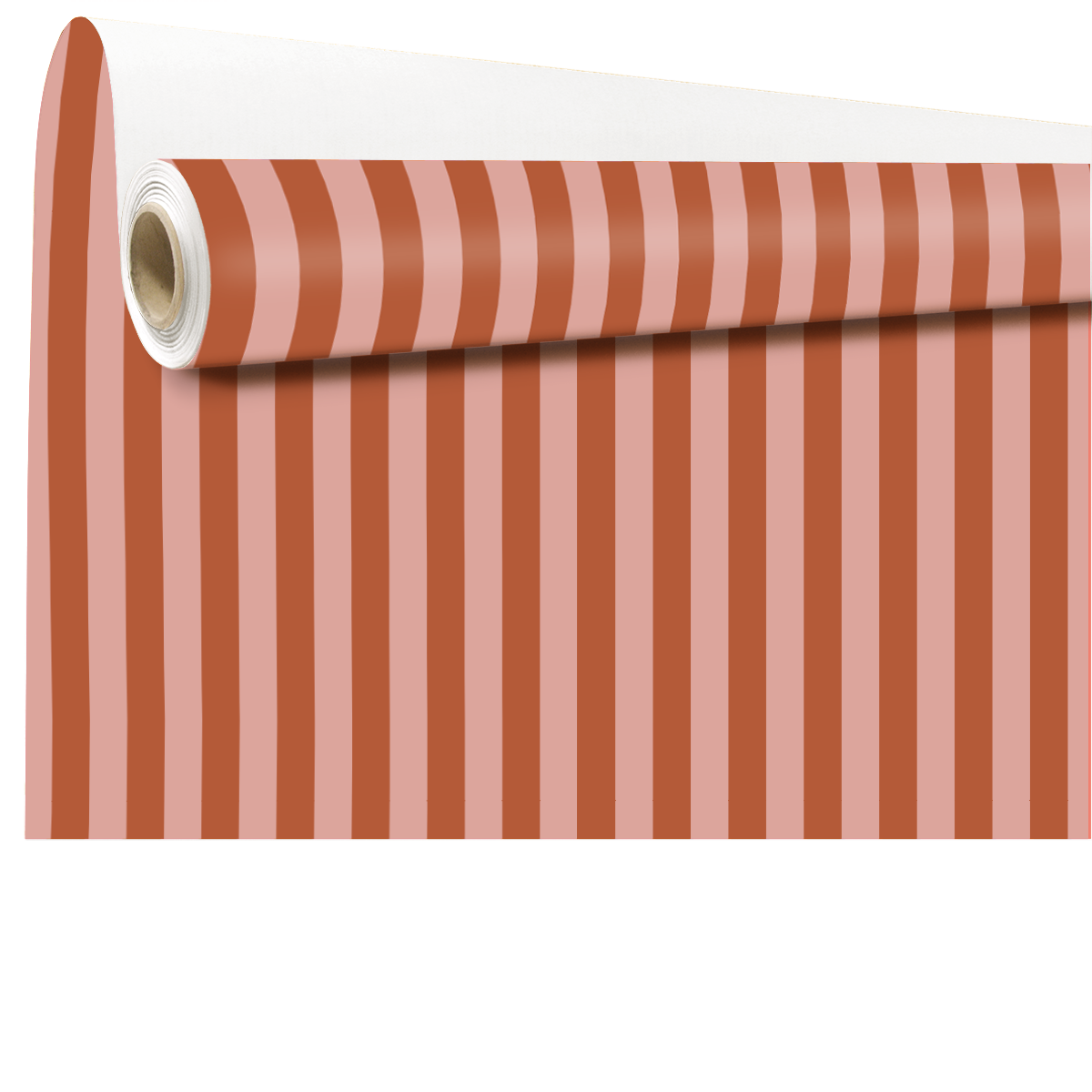 Papier cadeau kraft à rayures terracotta / rose – Papier cadeau pro - Rouleau de 70 cm x 50 m - Papiers cadeaux kraft à motifs