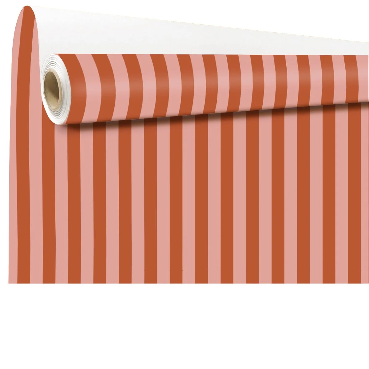 Papier cadeau kraft à rayures terracotta / rose – Papier cadeau pro - Rouleau de 70 cm x 50 m - Papiers cadeaux kraft à motifs