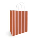 Sac kraft à rayures terracotta / rose 18 + 8 x 22 cm 90 g/m² - Sac cadeau - Sac papier - Paquet de 50