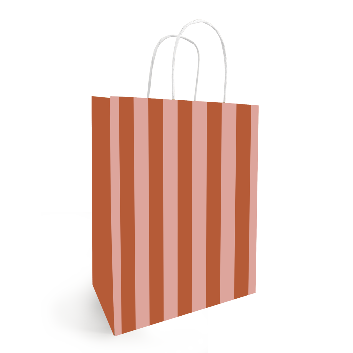 Sac kraft à rayures terracotta / rose 23 + 12 x 30 cm 90 g/m² - Sac cadeau - Sac papier - Paquet de 50 - Sacs kraft à motifs