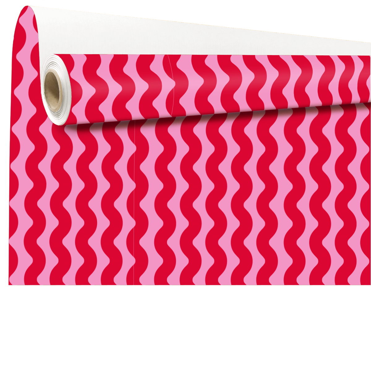 Papier cadeau kraft à rayures wavy rose / fuchsia – Papier cadeau pro - Rouleau de 70 cm x 50 m - Papiers cadeaux kraft à motifs