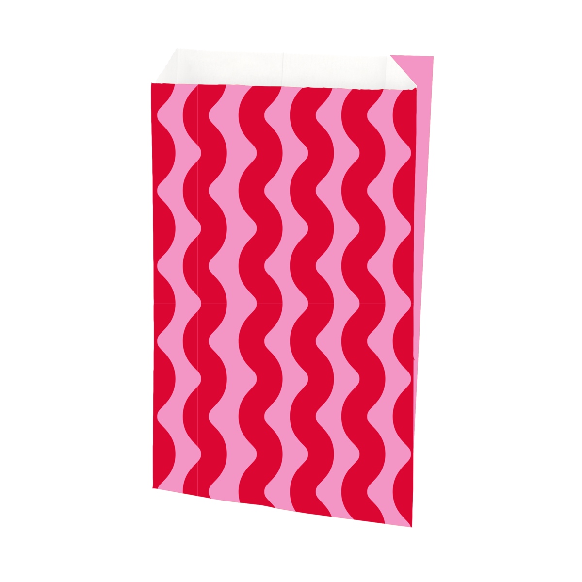 Pochette cadeau kraft motif wavy rouge/rose 12x4,5x20cm 60g/m², paquet de 250 - Pochettes cadeaux à motifs