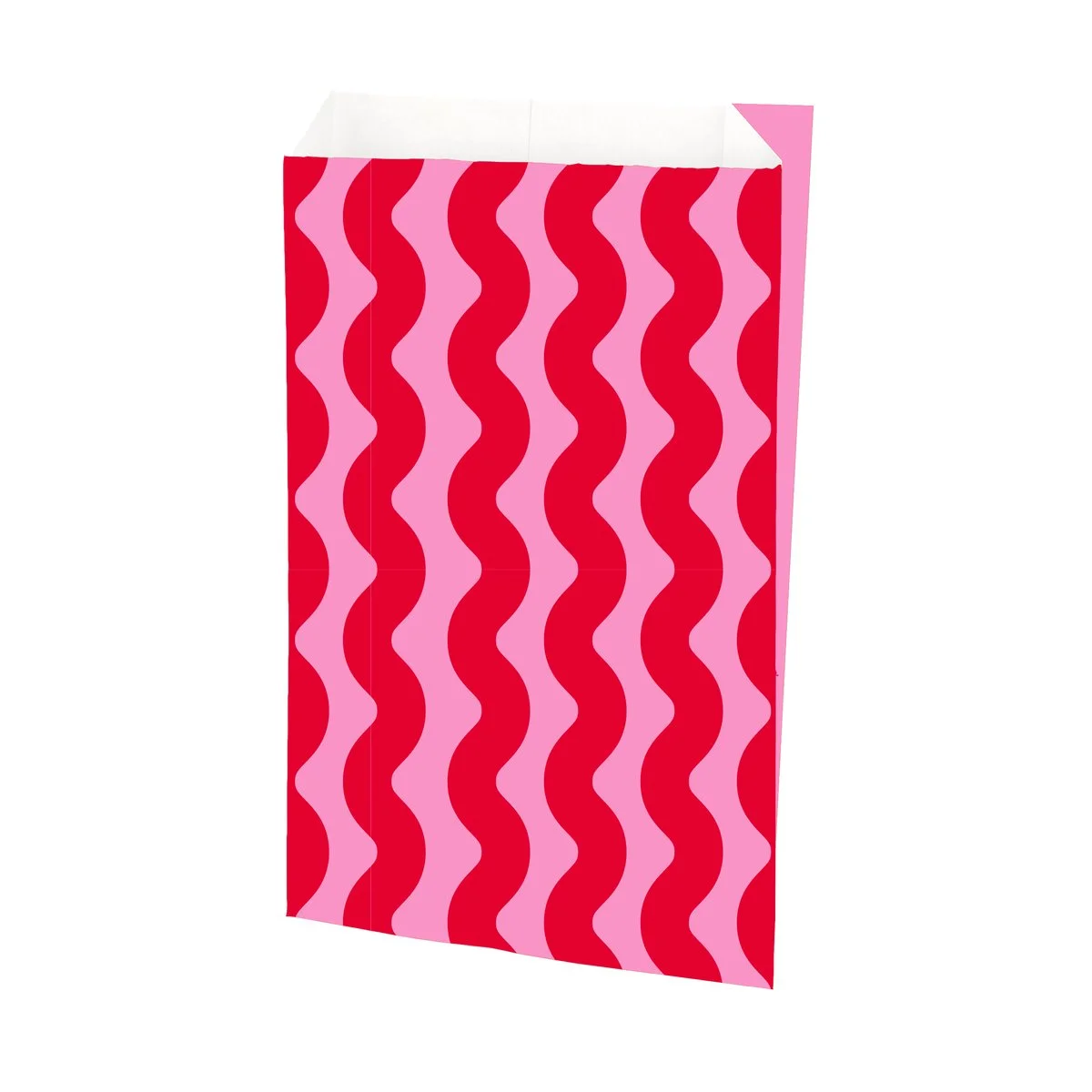 Pochette cadeau kraft motif wavy rouge/rose 12x4,5x20cm 60g/m², paquet de 250 - Pochettes cadeaux à motifs