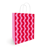 Sac kraft à rayures wavy rose / fuchsia 18 + 8 x 22 cm 90 g/m² - Sac cadeau - Sac papier - Paquet de 50