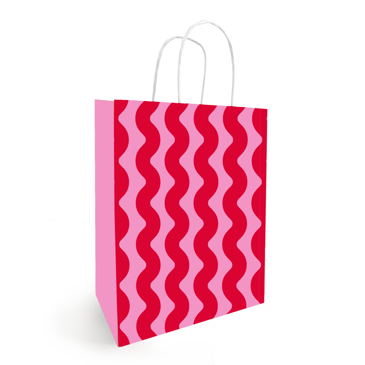 Sac kraft à rayures wavy rose / fuchsia 23 + 12 x 30 cm 90 g/m² - Sac cadeau - Sac papier - Paquet de 50 - Sacs kraft à motifs