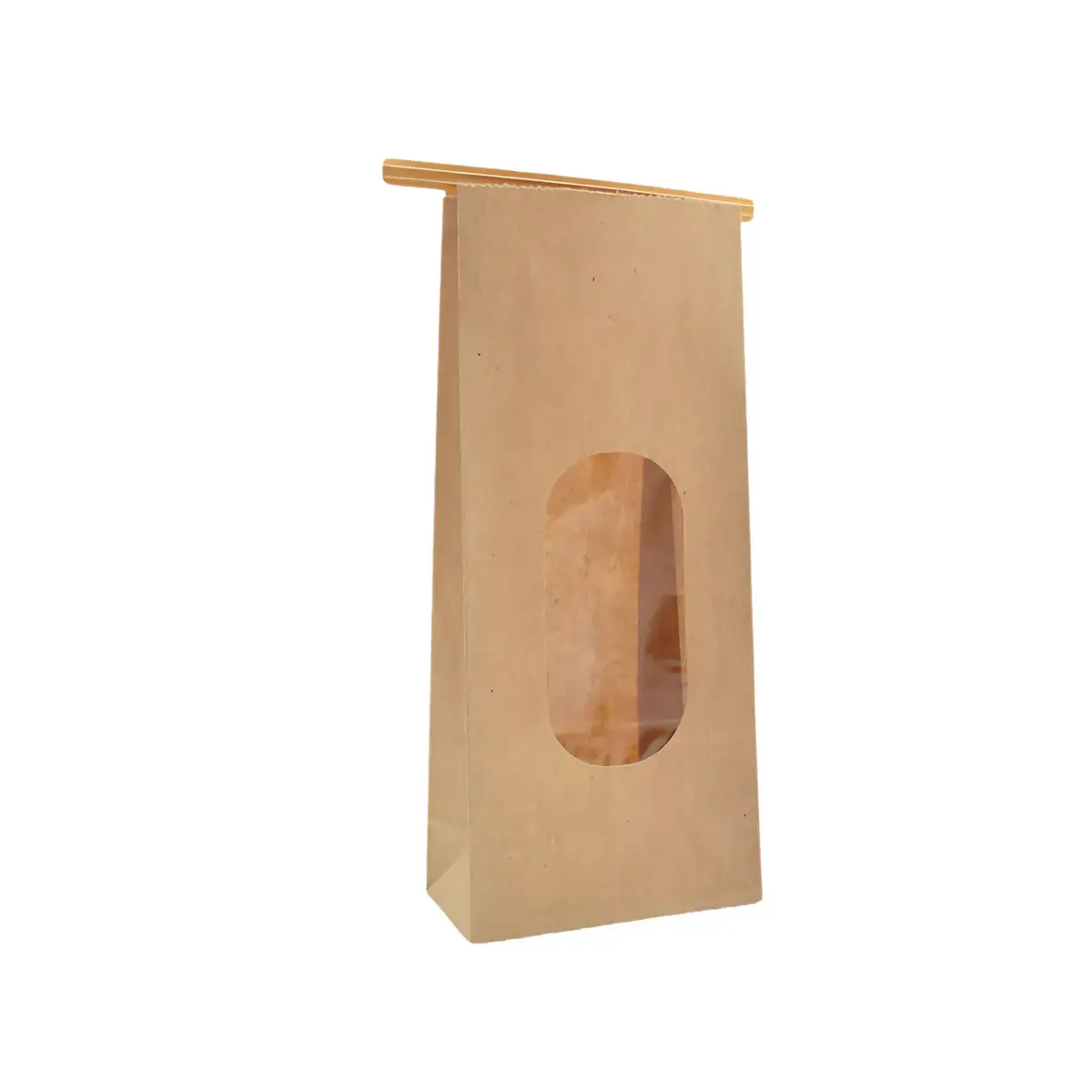 Sac SOS kraft avec fenêtre et barrette de fermeture 400 ml 10 x 5,5 x 28,5 cm - Sachet SOS - Brun - Lot de 100 - Sacs SOS avec fenêtre