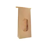 Sac SOS kraft avec fenêtre et barrette de fermeture 400 ml 10 x 5,5 x 28,5 cm - Sachet SOS - Brun - Lot de 100 - Emballage alimentaire