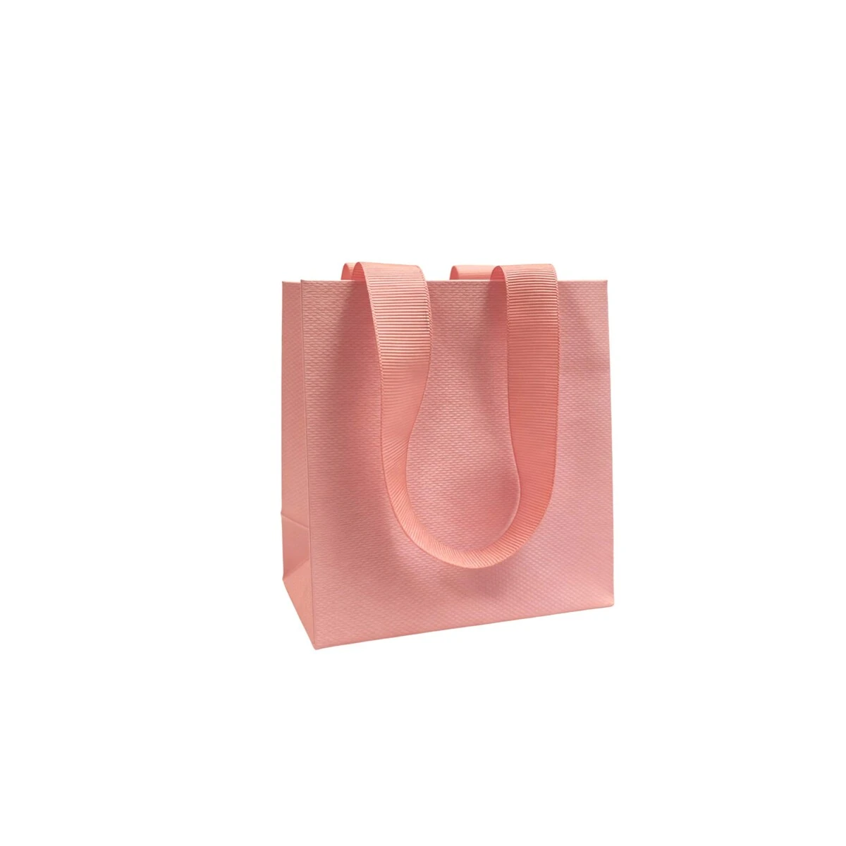 Sac papier Rose avec poignées ruban et finition gaufrée 12 x 6 x 12 cm - Sac cadeau - Paquet de 20 - Sacs kraft luxe