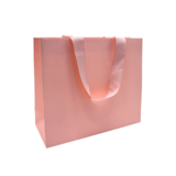 Sac papier Rose avec poignées ruban et finition gaufrée 19 x 8 x 15 cm - Sac cadeau - Paquet de 20 - Sacs kraft luxe