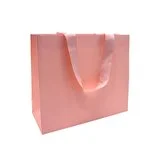 Sac papier Rose avec poignées ruban et finition gaufrée 19 x 8 x 15 cm - Sac cadeau - Paquet de 20 - Sacs kraft luxe