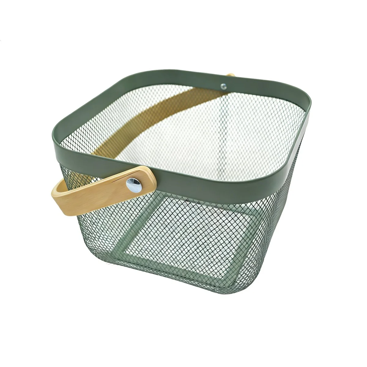 Panier métal mesh vert carré 8L - Paniers magasin-2