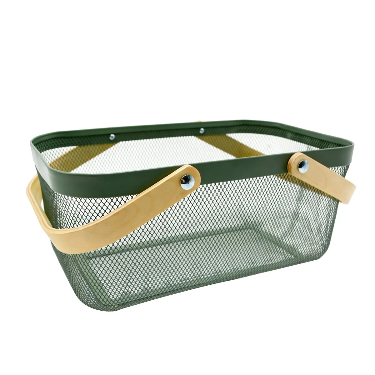 Panier métal mesh vert rectangulaire L.40 x P.25 x H.18 cm 13L - Paniers magasin-2